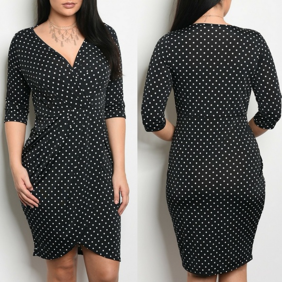 plus size black polka dot dress